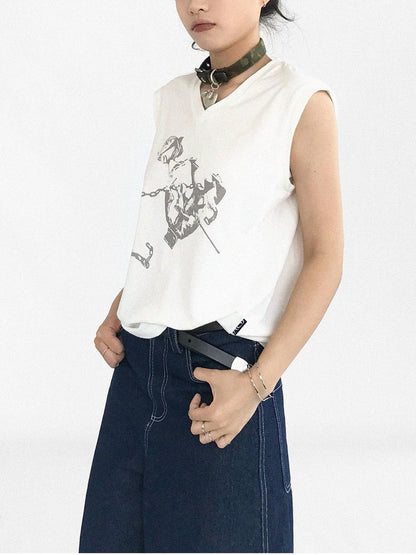 innomoood Trap Love Sleeveless Tank Top With Anti Exposure Design