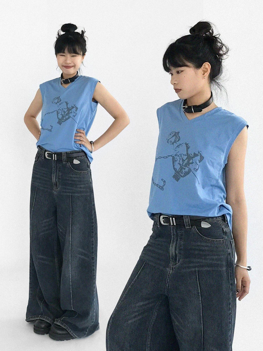 innomoood Trap Love Sleeveless Tank Top With Anti Exposure Design