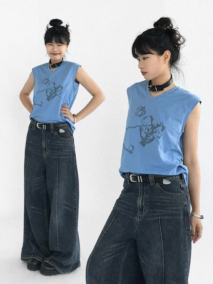 Trap Love Sleeveless Tank Top With Anti Exposure Design