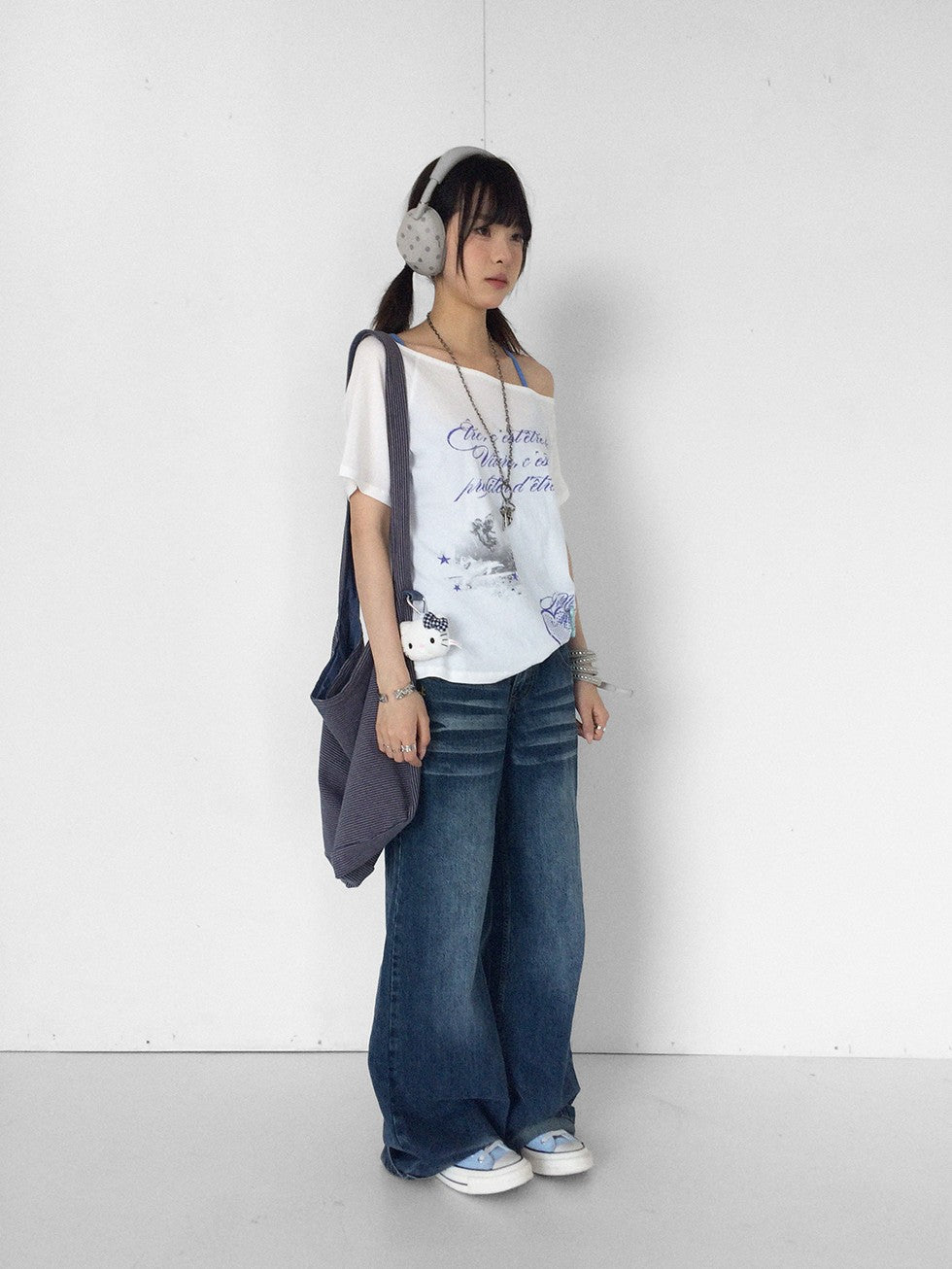 innomoood Tricolor Reversible Washed Distressed Large Capacity Women&