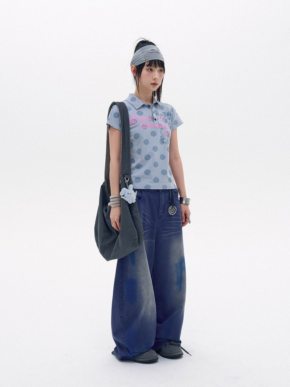 innomoood Tricolor Reversible Washed Distressed Large Capacity Women&