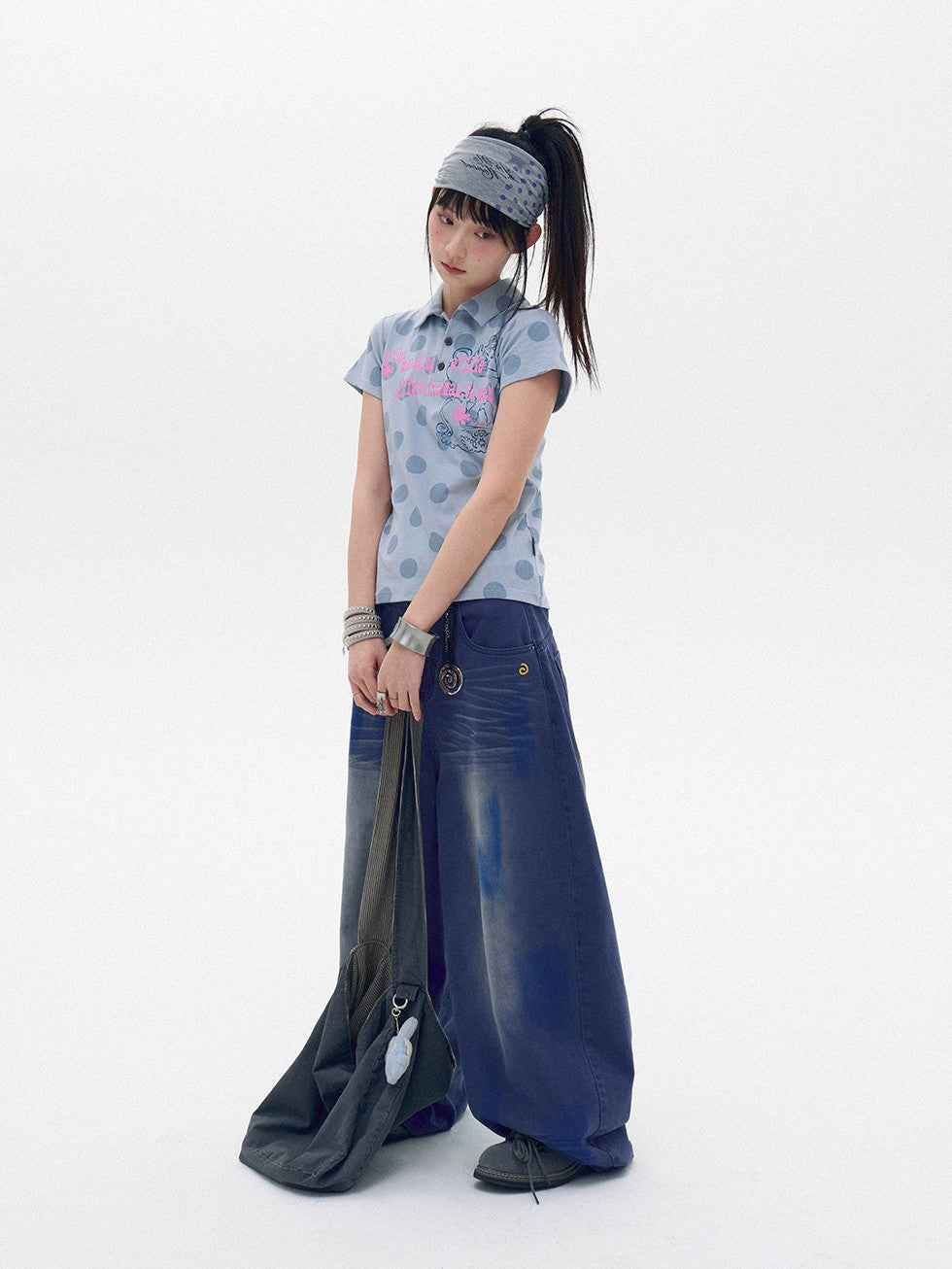 innomoood Tricolor Reversible Washed Distressed Large Capacity Women&