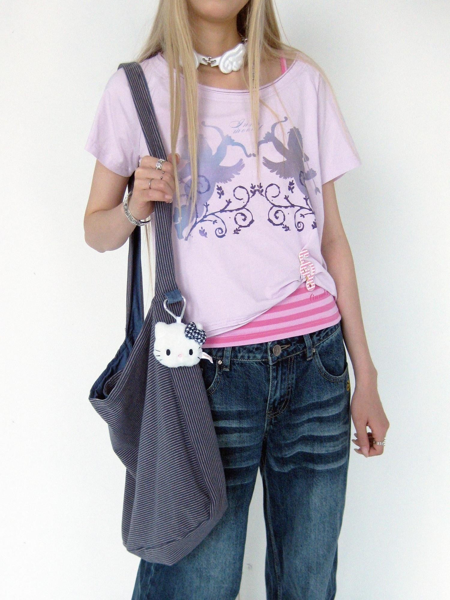 innomoood Tricolor Reversible Washed Distressed Large Capacity Women&