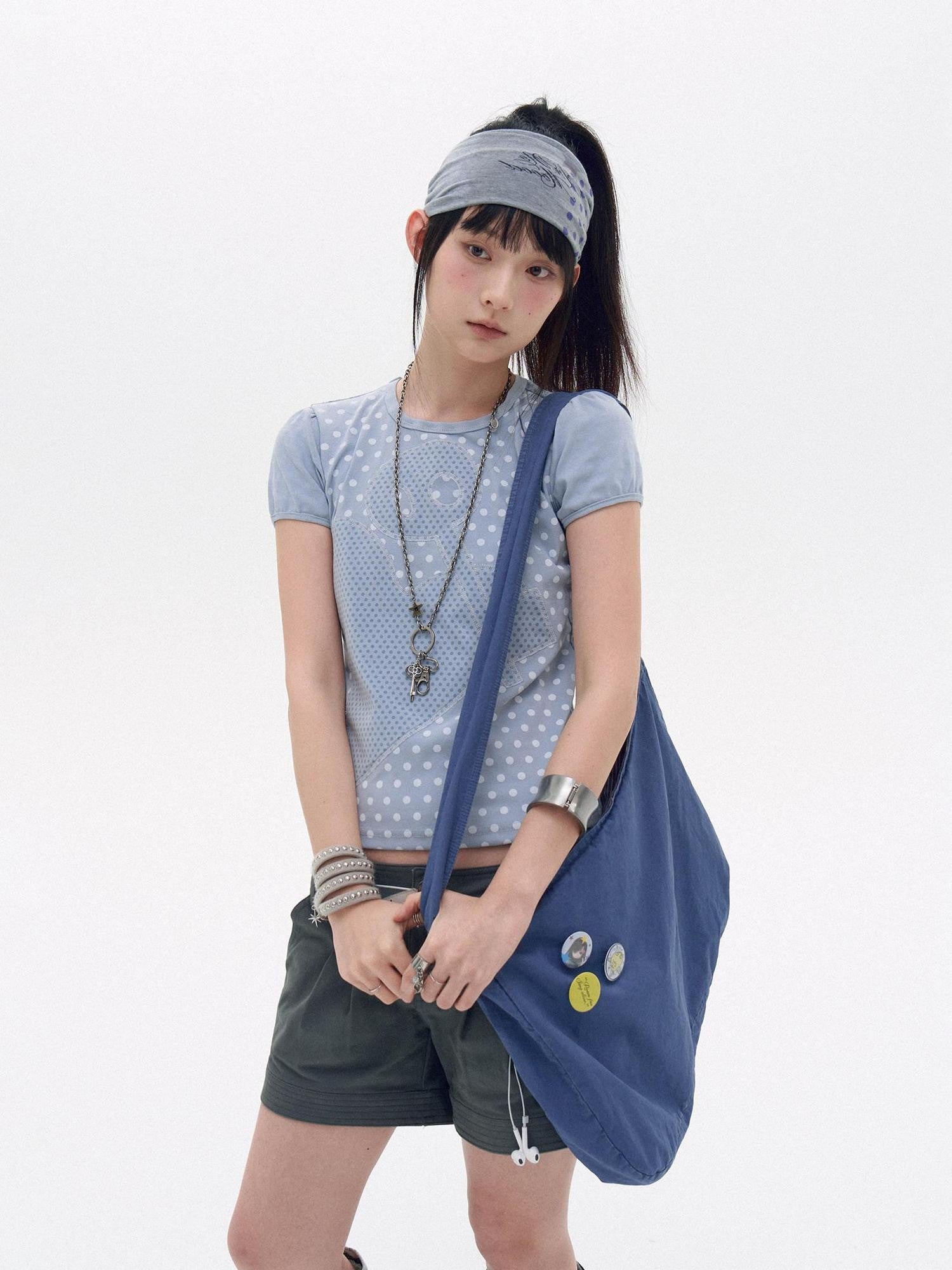 innomoood Tricolor Reversible Washed Distressed Large Capacity Women&