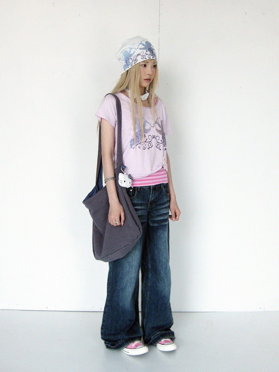 innomoood Tricolor Reversible Washed Distressed Large Capacity Women&