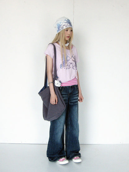innomoood Tricolor Reversible Washed Distressed Large Capacity Women&