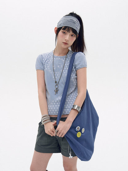 innomoood Tricolor Reversible Washed Distressed Large Capacity Women&
