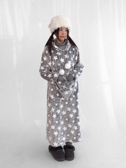 innomoood Ultra Soft Plush Longline Cartoon Loungewear For Women Hoodies