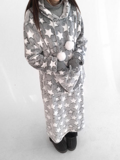 innomoood Ultra Soft Plush Longline Cartoon Loungewear For Women Hoodies