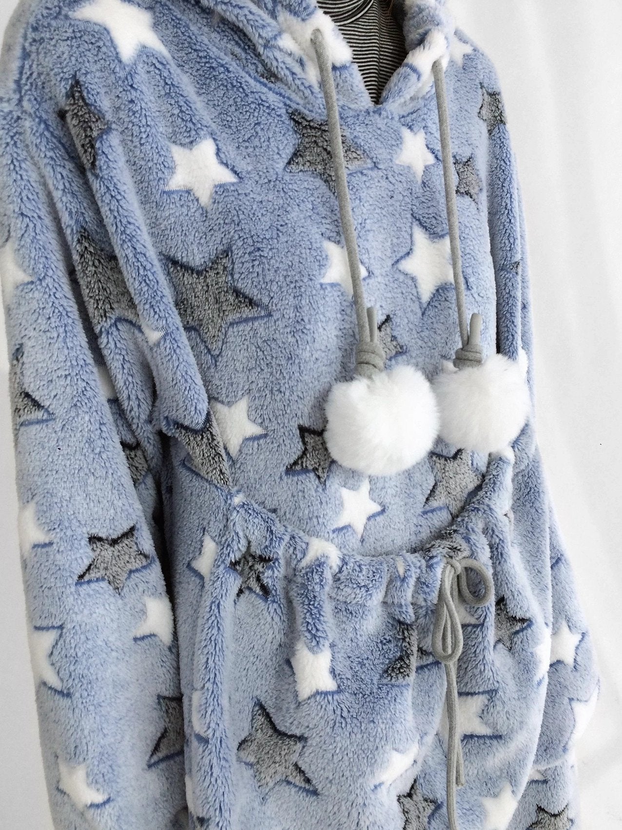 innomoood Ultra Soft Plush Longline Cartoon Loungewear For Women Hoodies