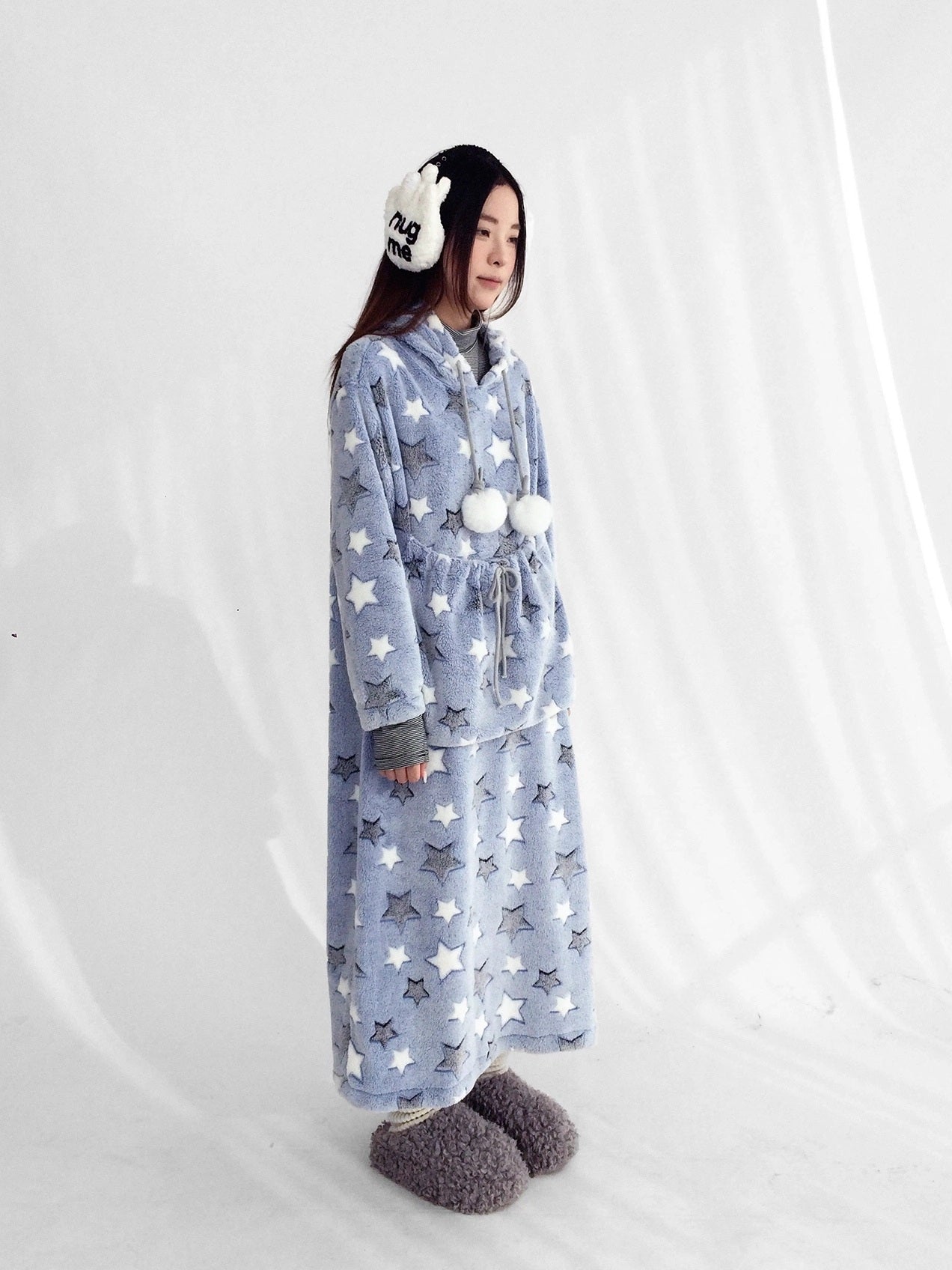 innomoood Ultra Soft Plush Longline Cartoon Loungewear For Women Hoodies