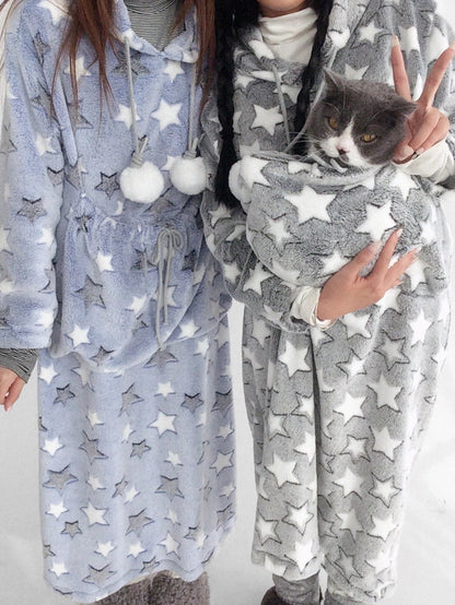 innomoood Ultra Soft Plush Longline Cartoon Loungewear For Women Hoodies