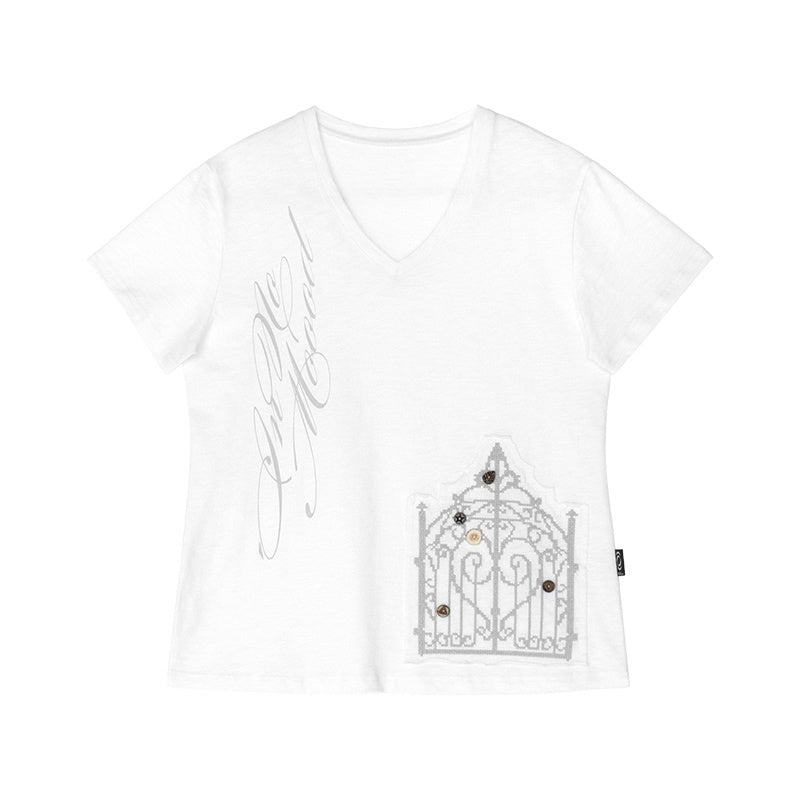 innomoood_V-neck_Cross_Embroidery_Print_Women&