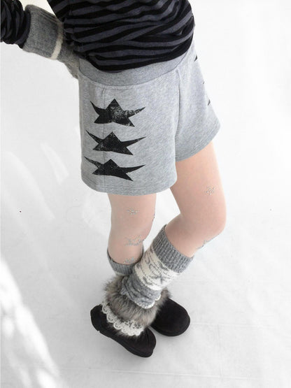 innomoood Versatile Star Gray Casual Straight Cut Natural Waist Women Shorts Short