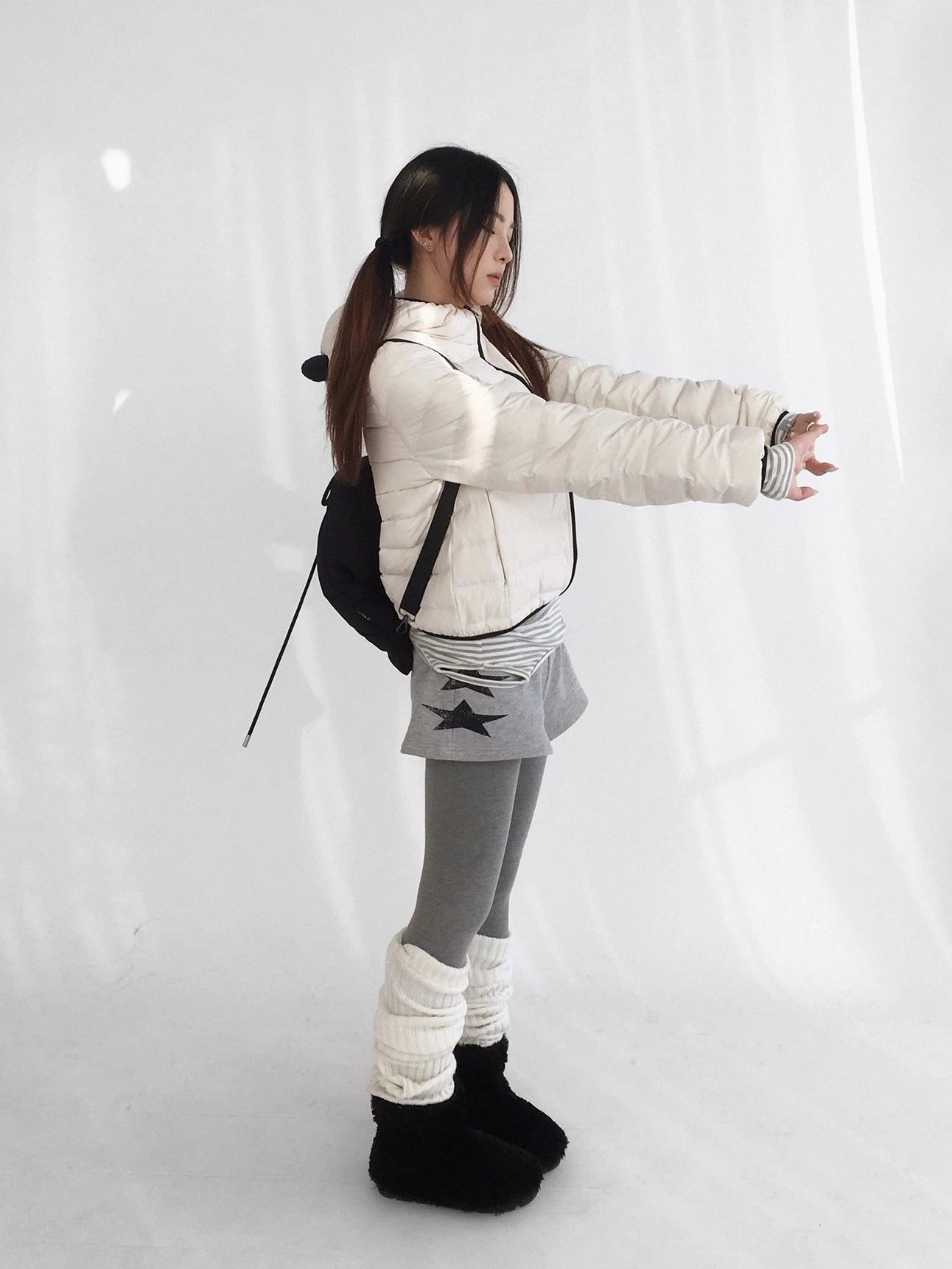 innomoood Versatile Star Gray Casual Straight Cut Natural Waist Women Shorts Short