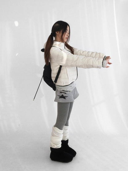 innomoood Versatile Star Gray Casual Straight Cut Natural Waist Women Shorts Short