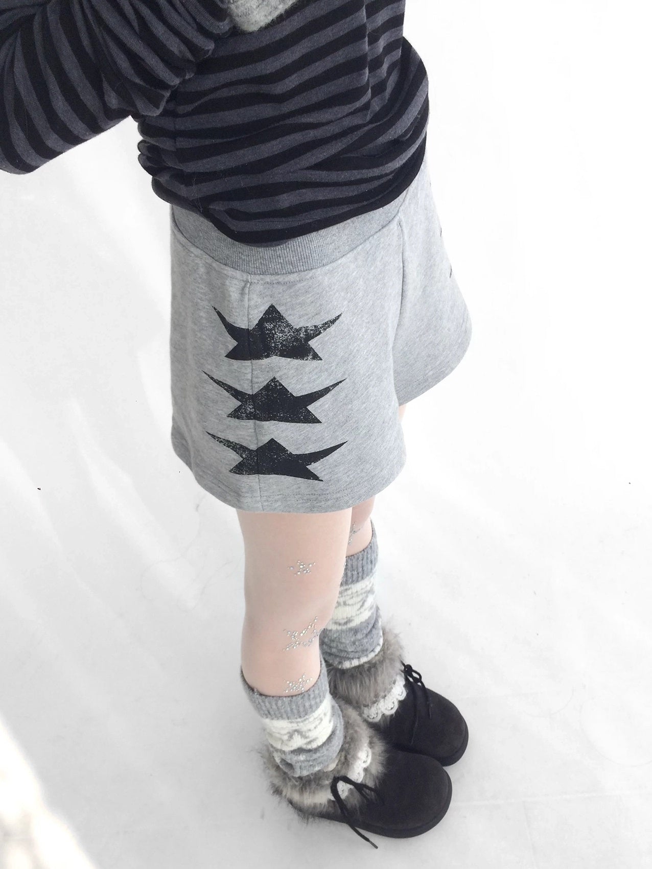 innomoood Versatile Star Gray Casual Straight Cut Natural Waist Women Shorts Short