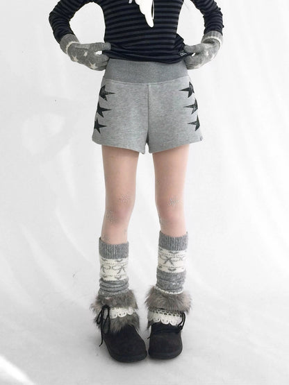 innomoood Versatile Star Gray Casual Straight Cut Natural Waist Women Shorts Short