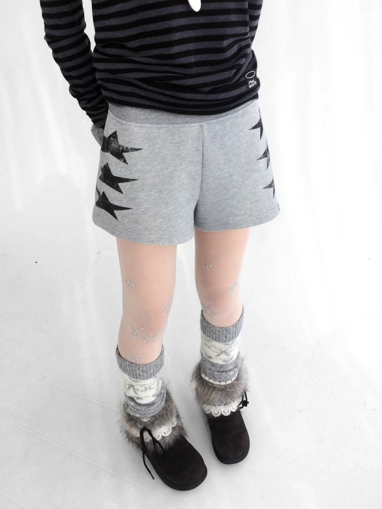 innomoood Versatile Star Gray Casual Straight Cut Natural Waist Women Shorts Short