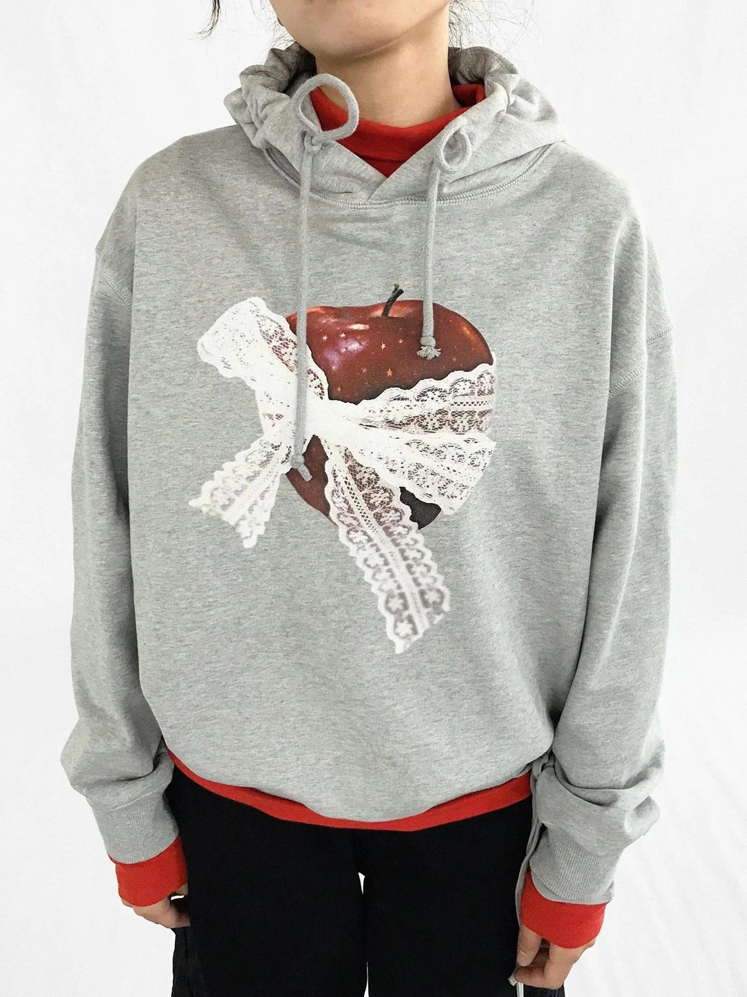 Vintage Apple Lace Bow Hoodie