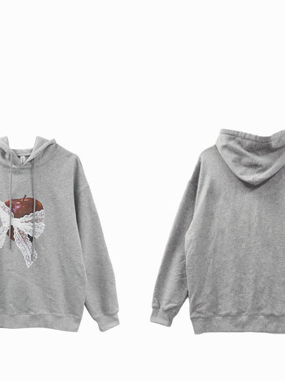 innomoood Vintage Apple Lace Bow Hoodie