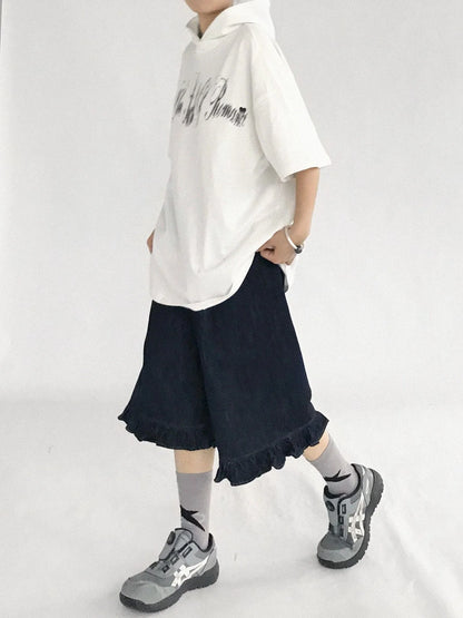 Vintage Blue Denim Flared Crop Jeans