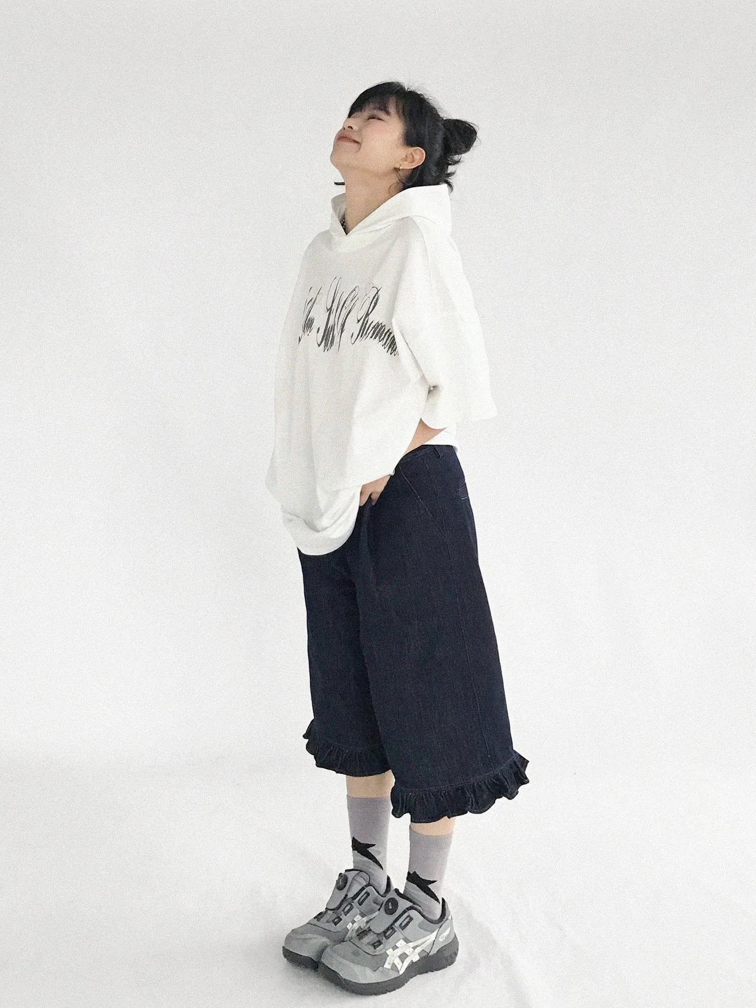 Vintage Blue Denim Flared Crop Jeans