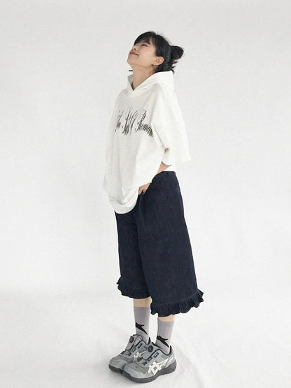 Vintage Blue Denim Flared Crop Jeans