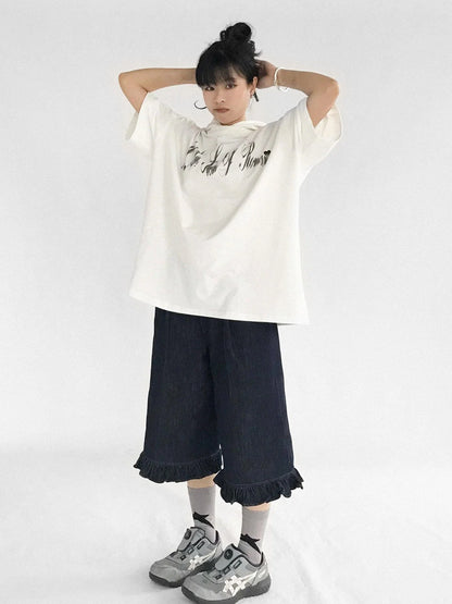 Vintage Blue Denim Flared Crop Jeans