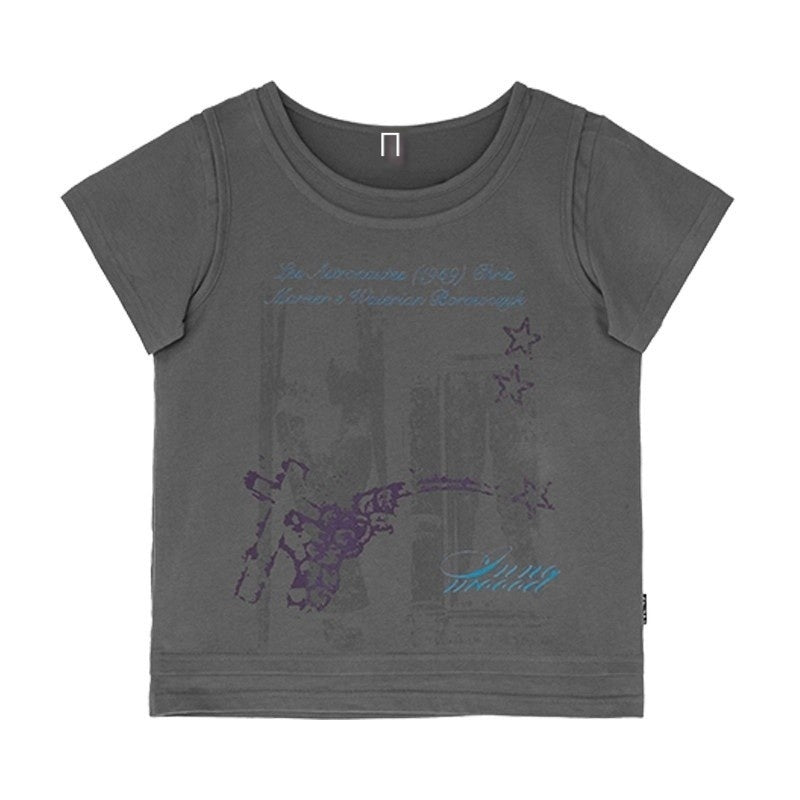 innomoood Vintage Distressed Print Layered Women&