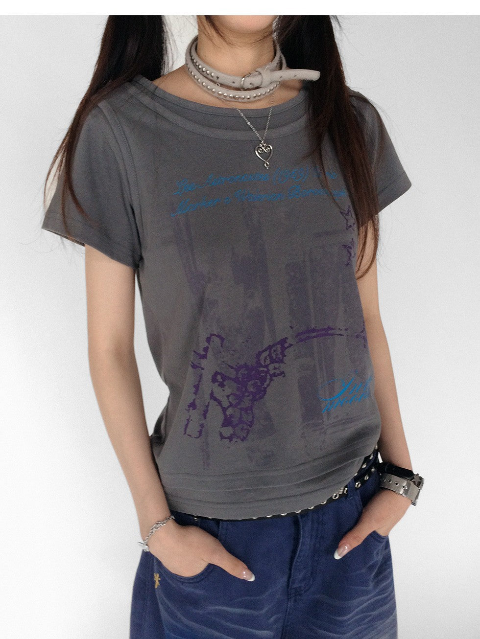 innomoood Vintage Distressed Print Layered Women&