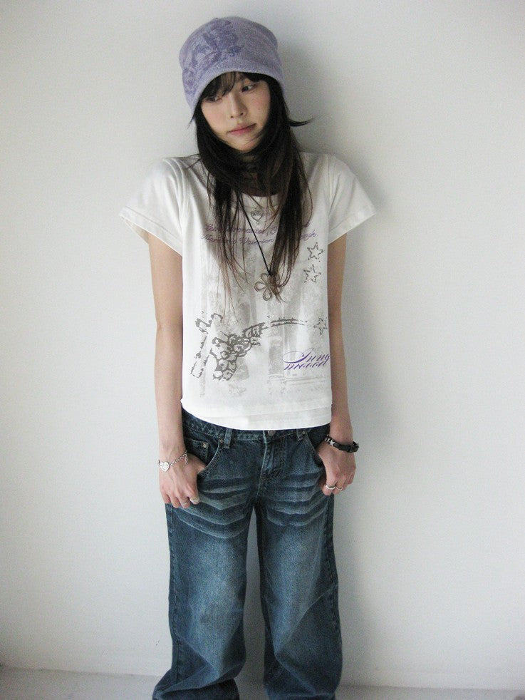 innomoood Vintage Distressed Print Layered Women&