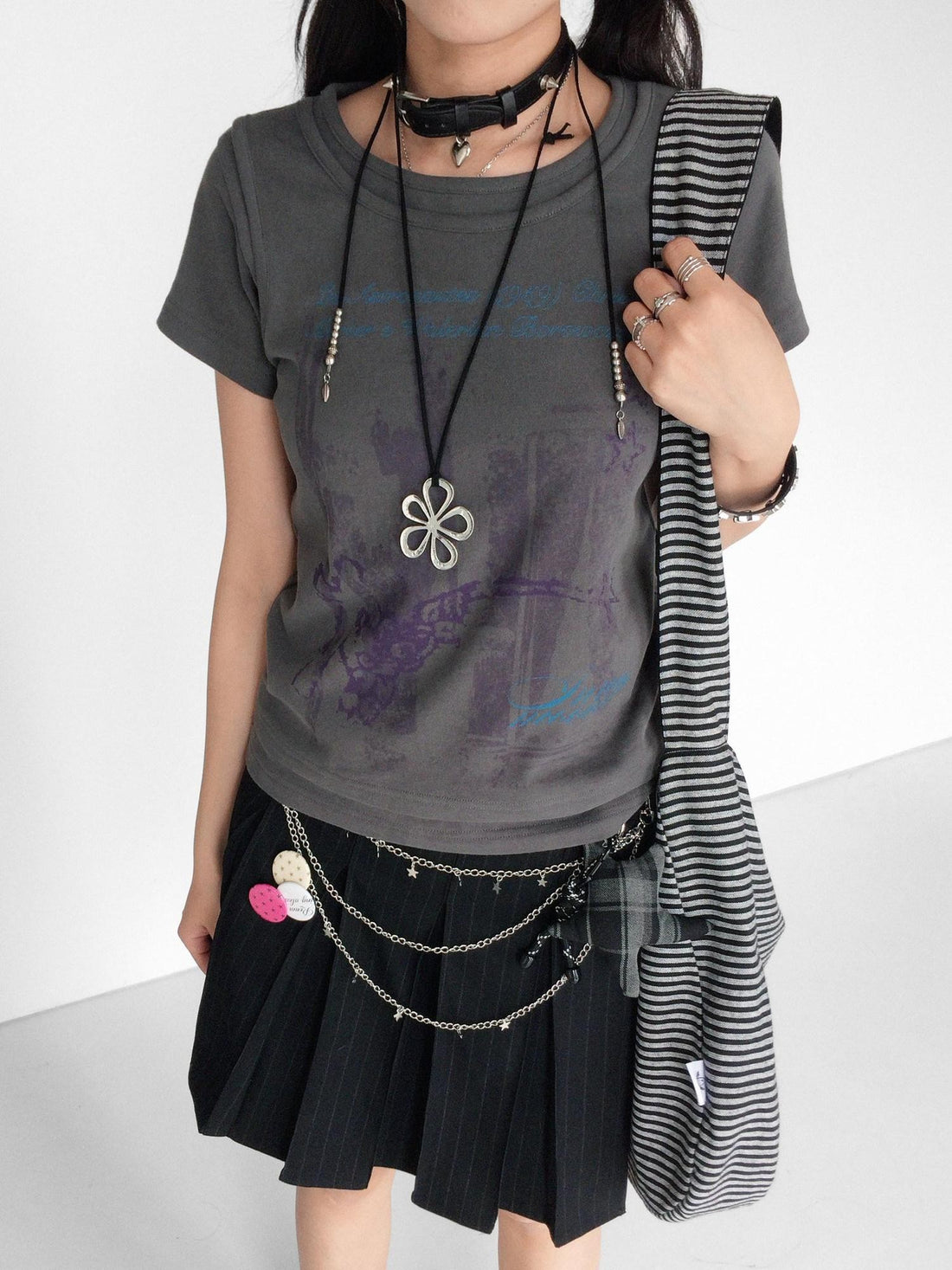 innomoood Vintage Distressed Print Layered Women&