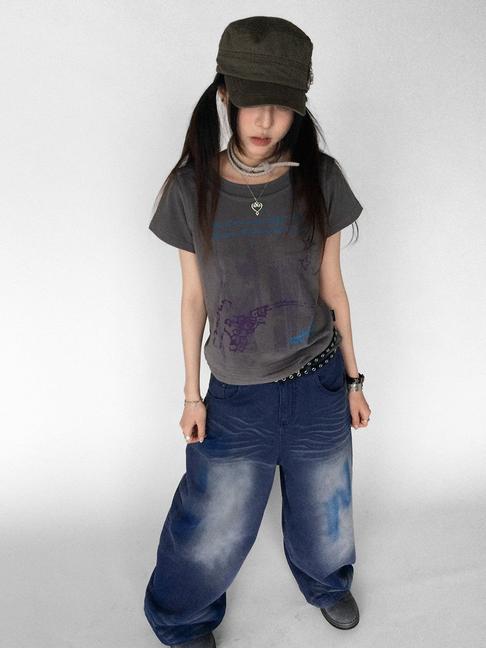 innomoood Vintage Distressed Print Layered Women&