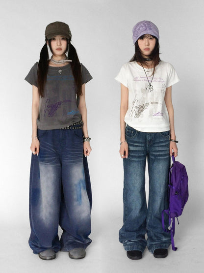 innomoood Vintage Distressed Print Layered Women&