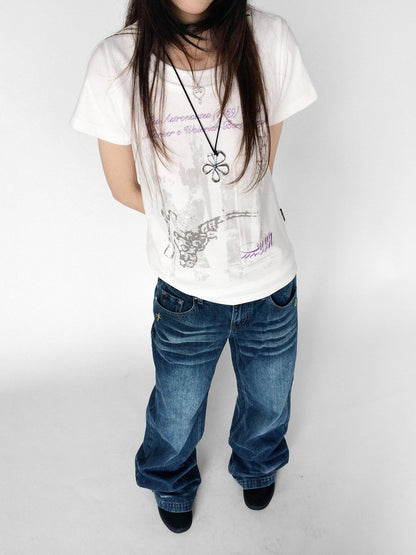 innomoood Vintage Distressed Print Layered Women&