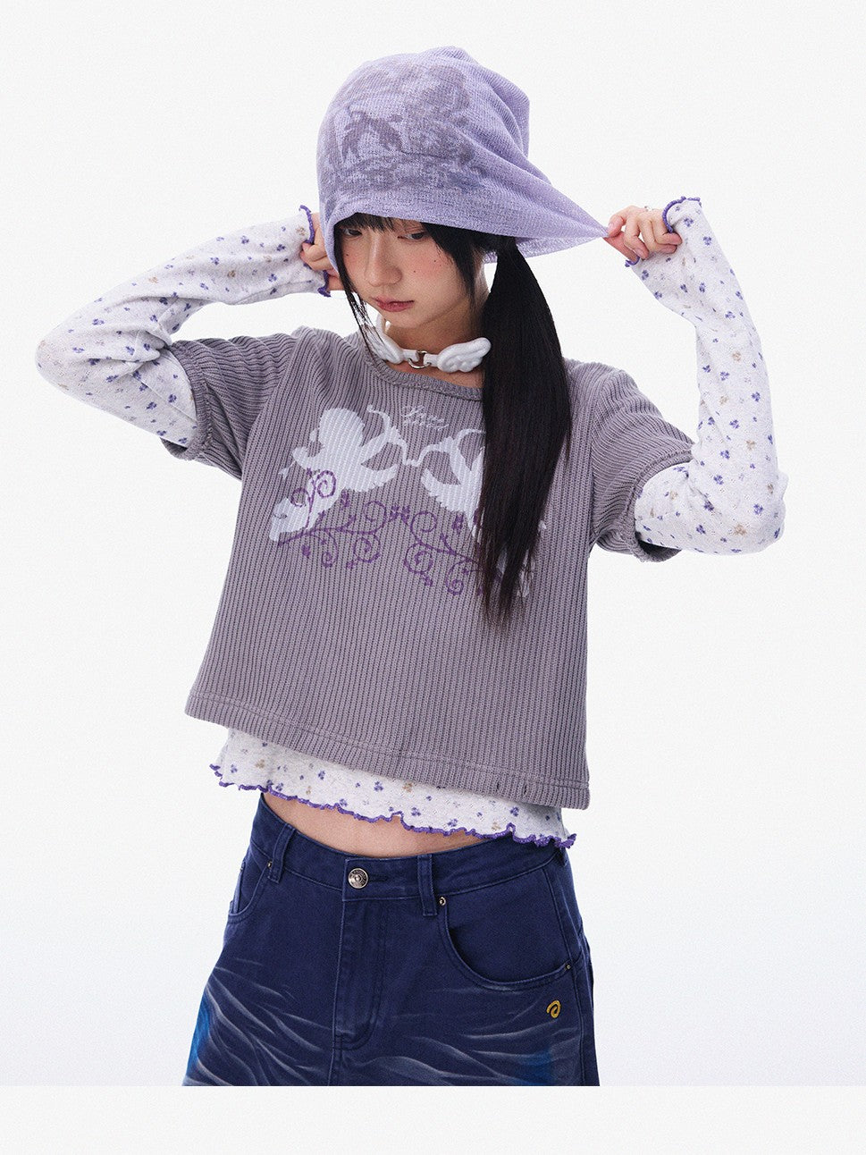 innomoood Vintage Floral Vine Print Brimless Women&