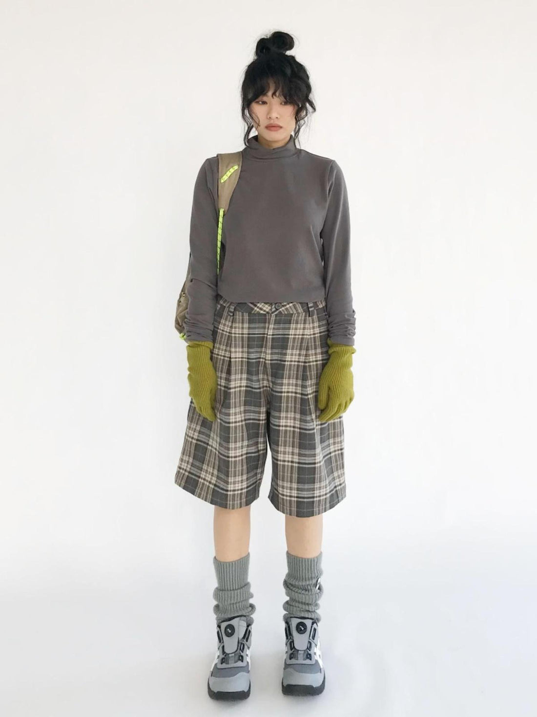 innomoood Vintage Plaid Mid Length A Line Shorts
