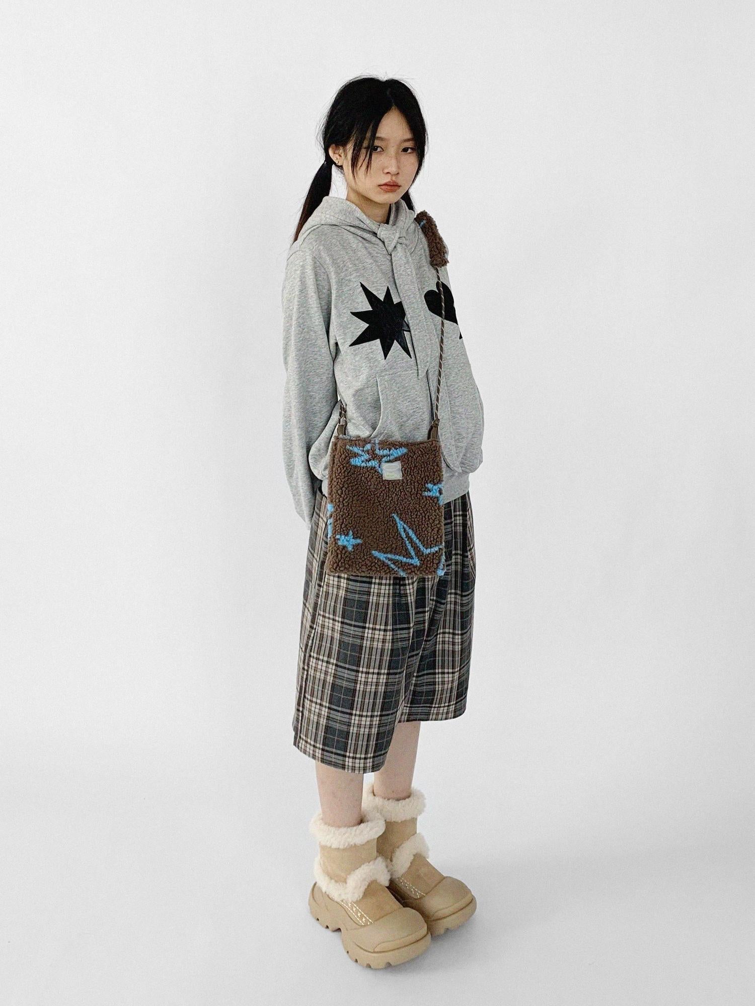 innomoood Vintage Plaid Mid Length A Line Shorts