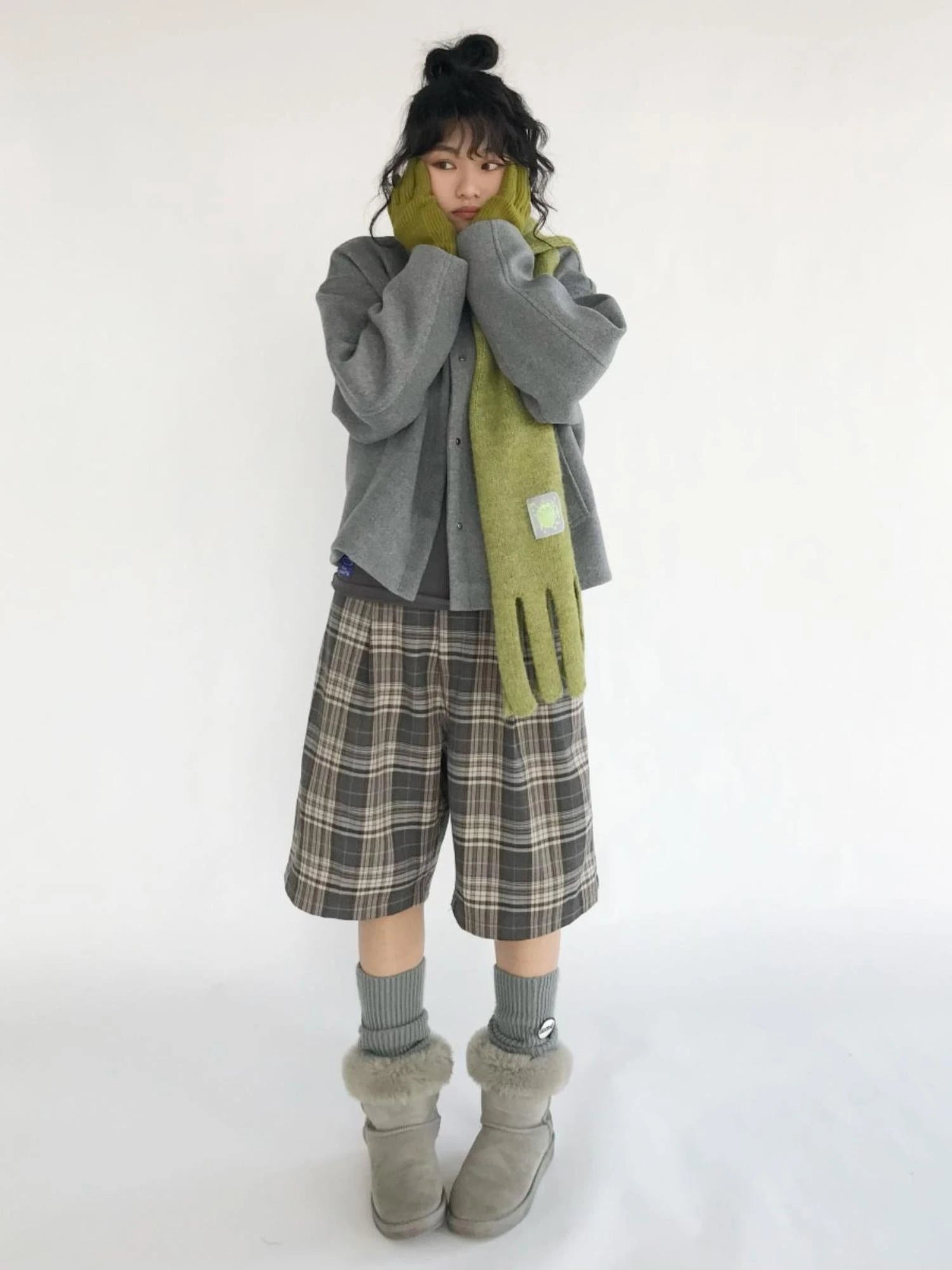 Vintage Plaid Mid Length A Line Shorts