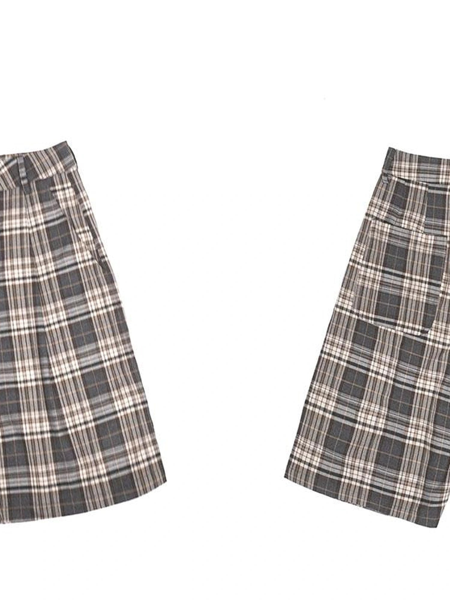 Vintage Plaid Mid Length A Line Shorts