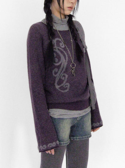innomoood Vintage Vine Jacquard Flared Sleeve Women&