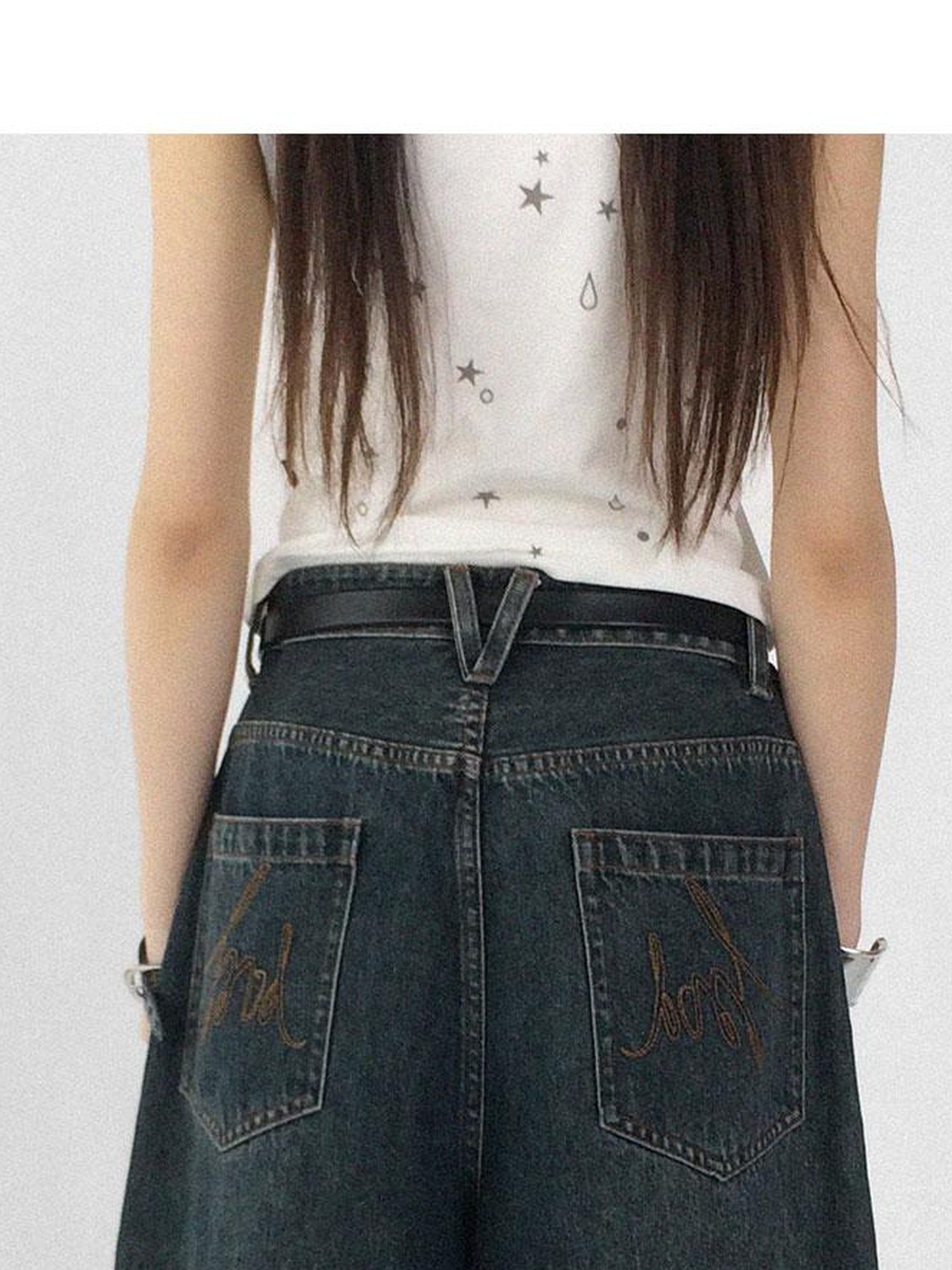 innomoood Vintage Washed Blue Baggy Low Rise Jeans