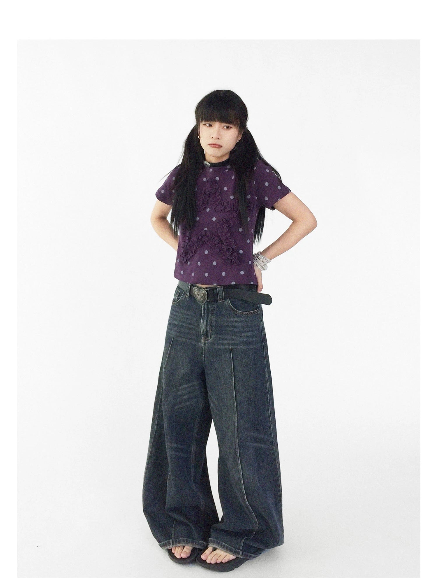 Vintage Washed Blue Baggy Low Rise Jeans