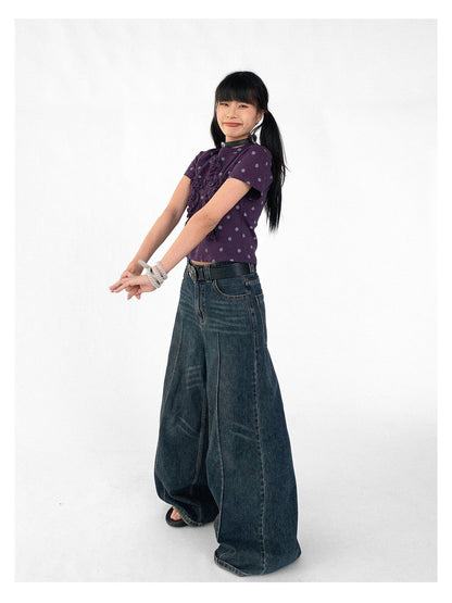 innomoood Vintage Washed Blue Baggy Low Rise Jeans