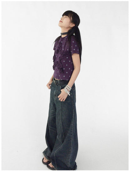 innomoood Vintage Washed Blue Baggy Low Rise Jeans