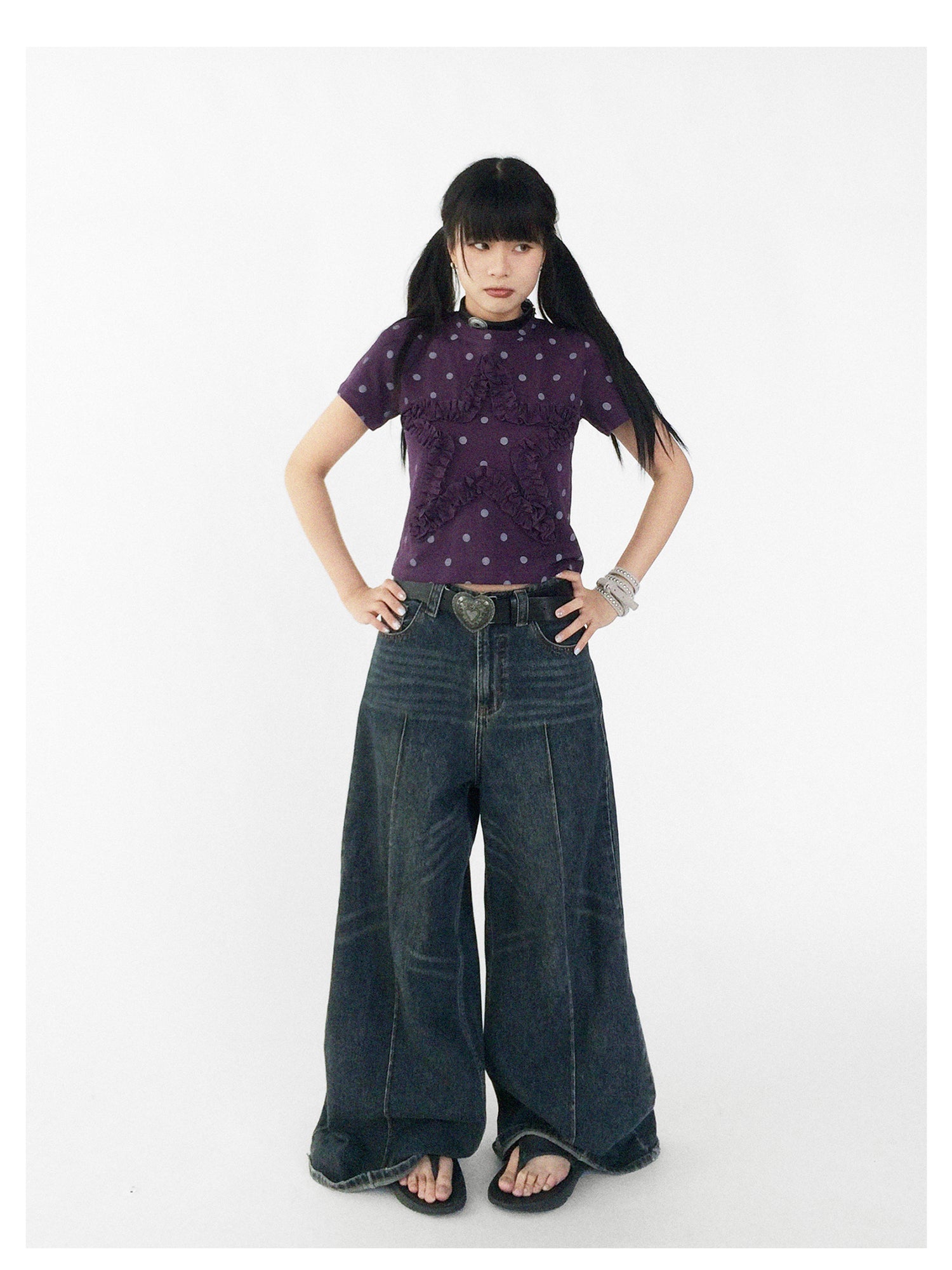 innomoood Vintage Washed Blue Baggy Low Rise Jeans