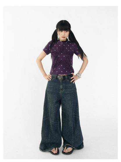 innomoood Vintage Washed Blue Baggy Low Rise Jeans