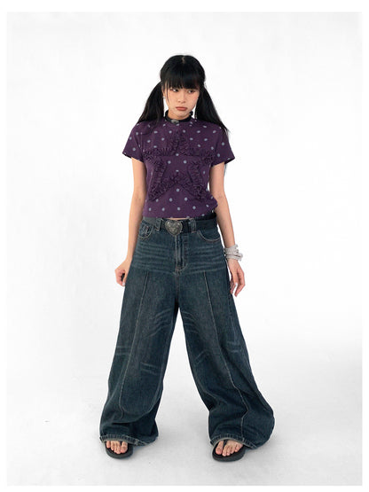 innomoood Vintage Washed Blue Baggy Low Rise Jeans