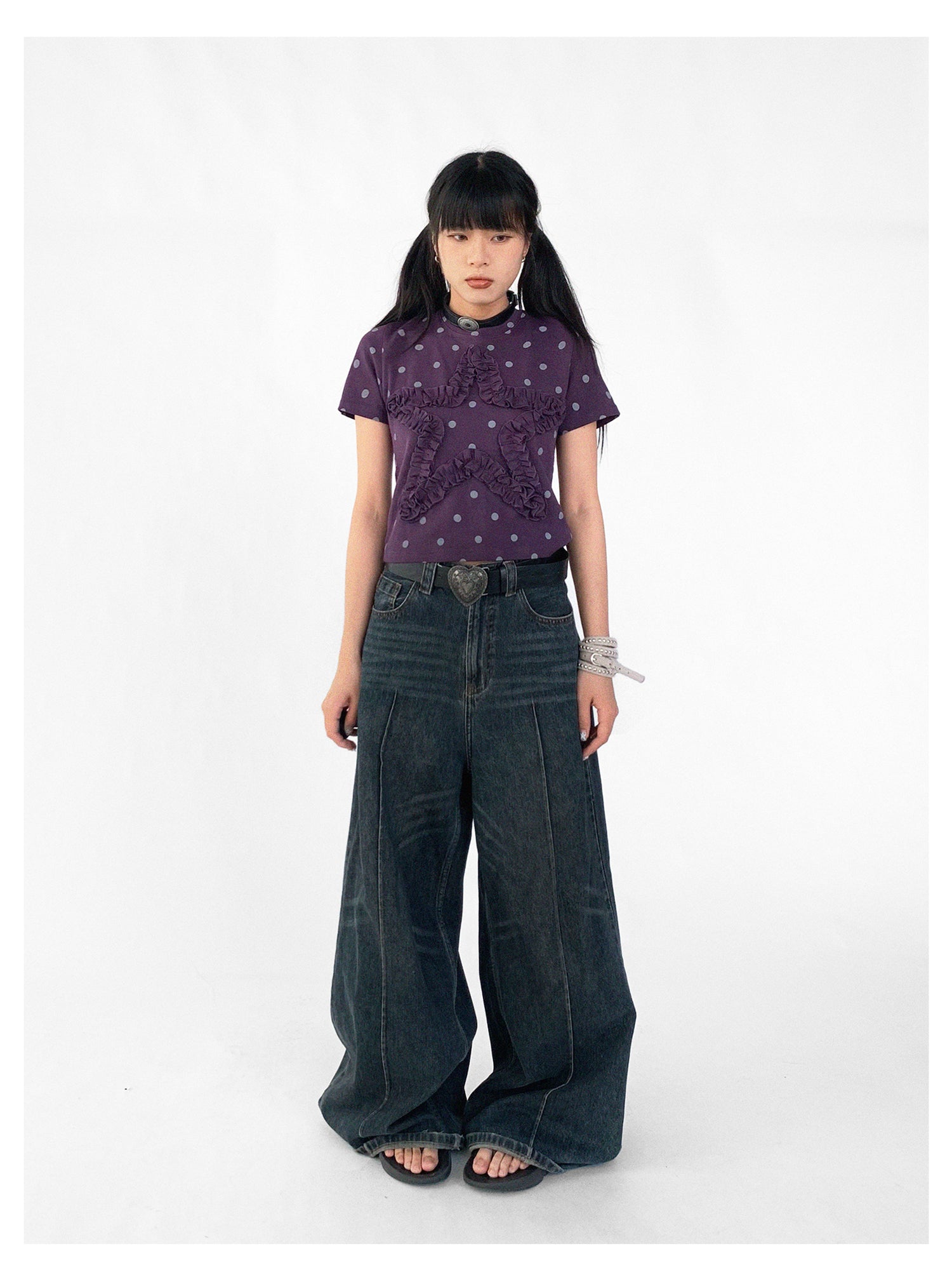 innomoood Vintage Washed Blue Baggy Low Rise Jeans